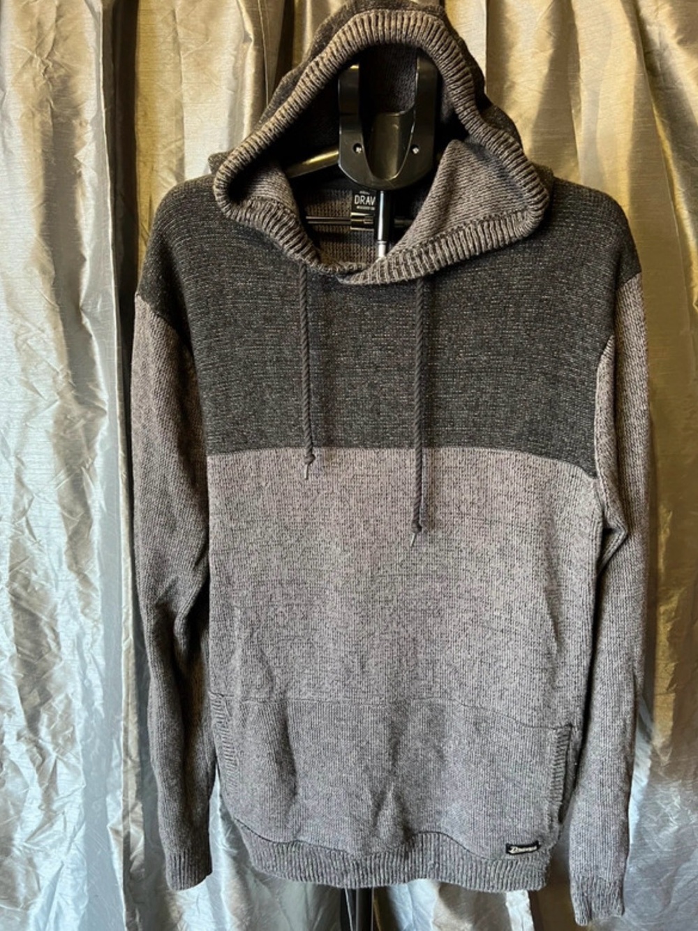 Dravus Men’s XL Gray Colorblock Knit Hooded Sweater Pullover